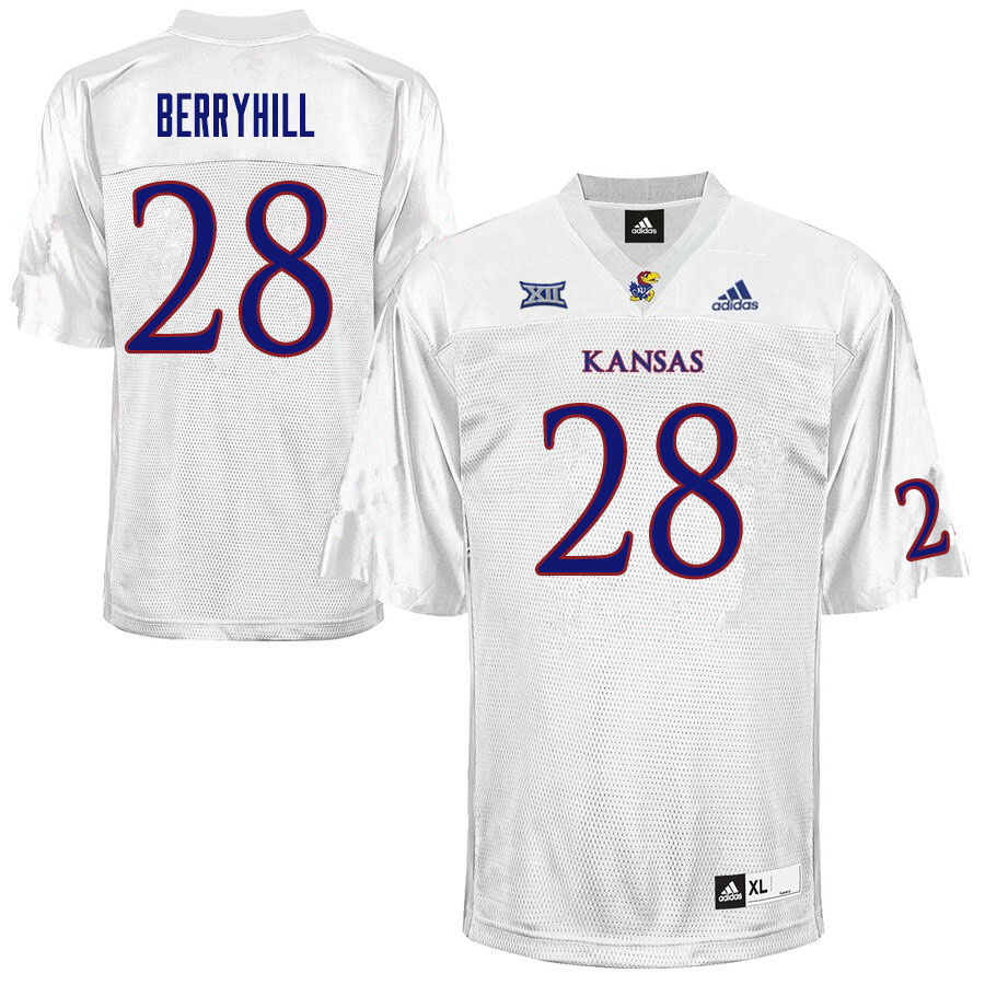 Men #28 Taiwan Berryhill Kansas Jayhawks College Football Jerseys Sale-White